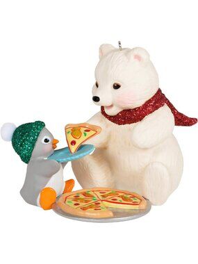 2023 Christmas Ornament - Snowman & Tuxedo Cat Sharing a Slice, Holiday Decor